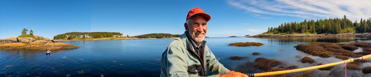 Happy Fisherman in Maine state, professional photo