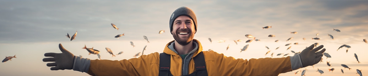 Happy Fisherman in Maryland state, professional photo