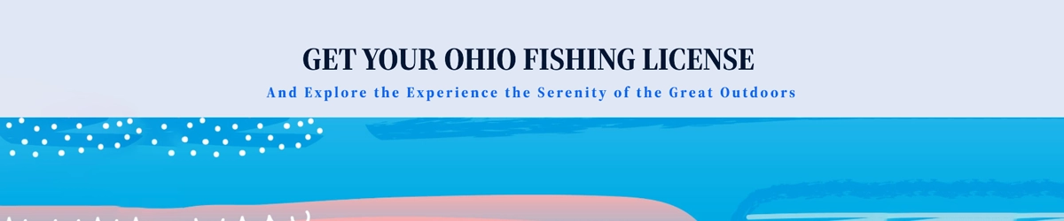 a serene design for an Ohio fishing license with blue and green colors