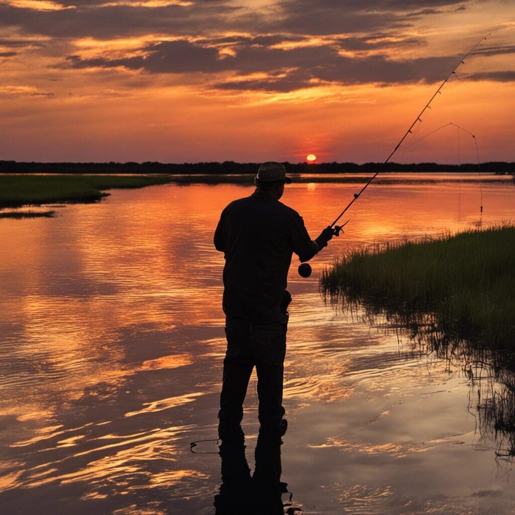 Beautiful fishing in Louisiana, sunset