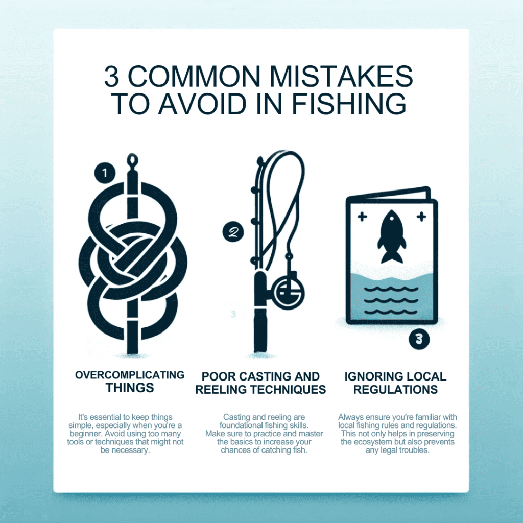 Infographic that highlights 3 common mistakes to avoid while fishing
